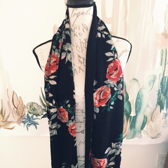 Attention Accessories - NWT Black Rose Scarf Attention